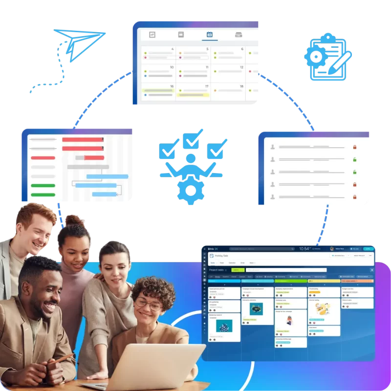 Visual representation of Gantt charts in Bitrix24's task management software