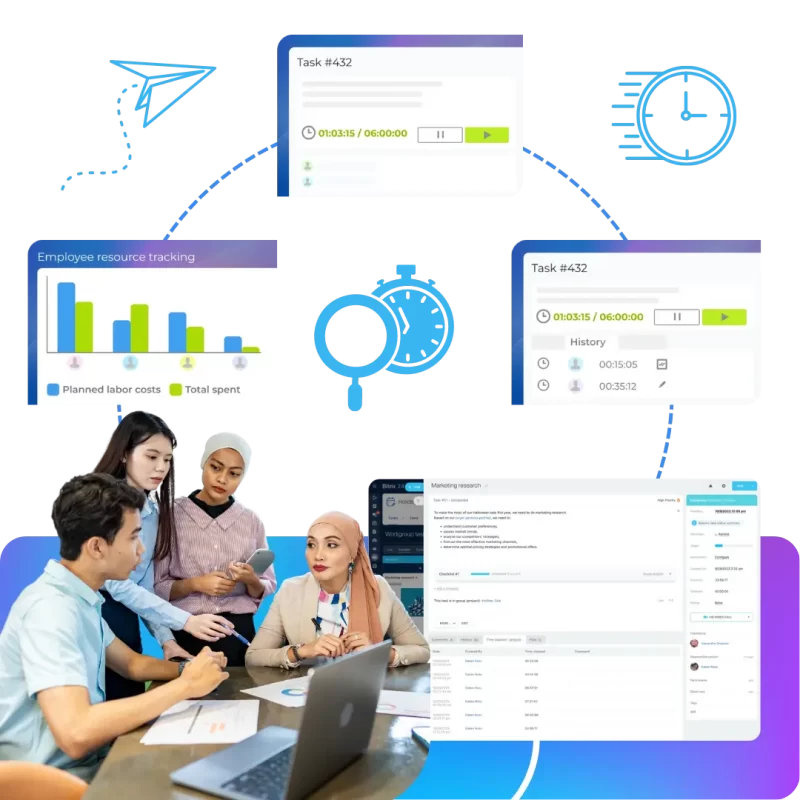 Gantt chart and Kanban board view in Bitrix24 project management tools